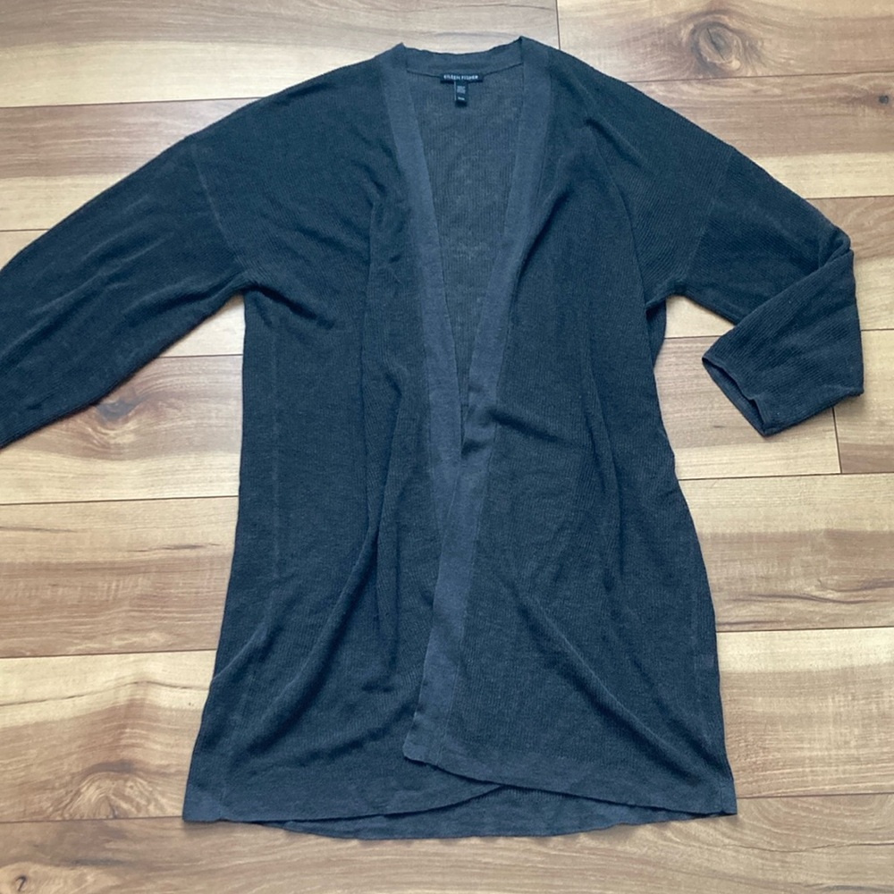 Eileen Fisher Open Front Long Cardigan Sweater